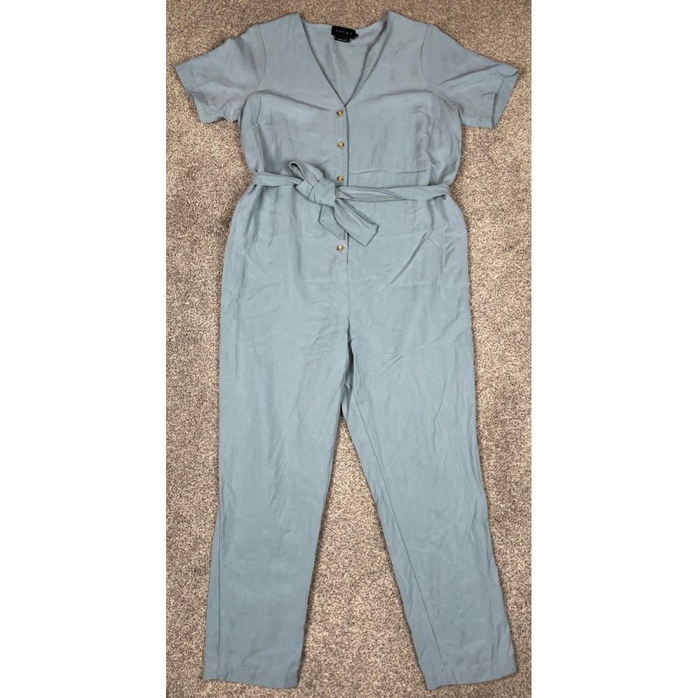 Hatch Jumpsuit Womens 1 S M Blue Noelle Maternity Pants Tencel Linen Breathable